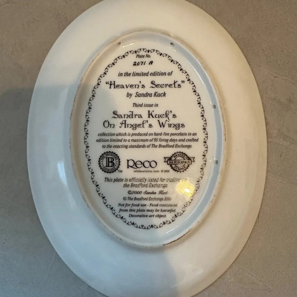Vtg Bradford Exchange Sandra Kuck’s Heaven’s Secrets Decorative Plate 12654A